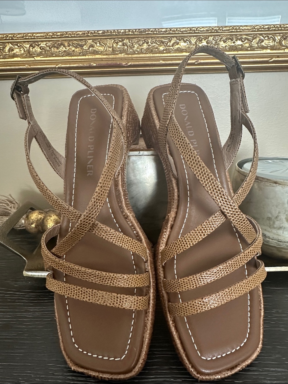 Donald Pliner Rosalie Tan Strappy Sandals, Size 7.5